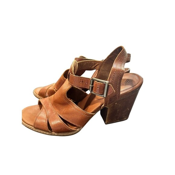 Timberland EK Stafford Leather Gladiator Heels Back Strap Brown Womens Size 9 - Picture 1 of 7